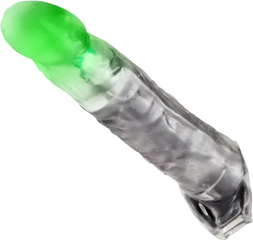 Vista 9 de Manga del pene masculino eyaculación retraso eyaculación polla para parejas adultas, juego de alcance del punto G, extensor de polla extensor de Azul
