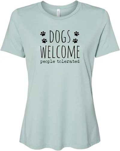 Vista 23 de Cute Women's Screen Printed Crew Neck Tee, Shirts With Sayings, Dusty Blue or Olive