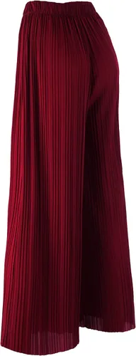 Vista 2 de Made By Johnny Pantalones palazzo plisados de pierna ancha con cordón para mujer