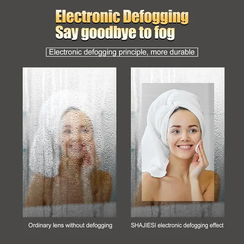 Vista 3 de Espejo de baño LED redondo con luces retroiluminadas de 3 colores con luz, espejo de tocador con luces círculo antivaho iluminado espejo grande
