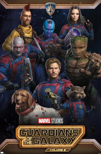 Vista 13 de Marvel Guardians of the Galaxy Vol 3 - Póster de pared grupal, 22.4 pulgadas de largo x 14.7 pulgadas de ancho, versión enmarcada de madera