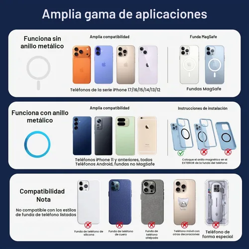 Vista 6 de Soporte magnético negro para coche, ajustable en 360°