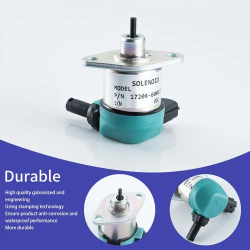 Vista 3 de 17208-60015 Solenoide de corte de combustible 17208-60010 17208-60012 17208-60016 17208-60017 Reemplazo para motor Kubota D905 D1005 D1105 V1205