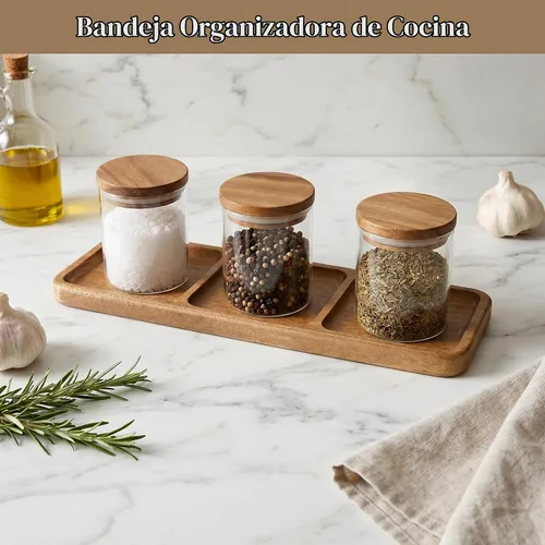 Vista 5 de Bandeja pequeña de madera Bandeja de madera de acacia para tocador, encimera de baño, mesa de café e inodoro Perfecto para joyas, llaves