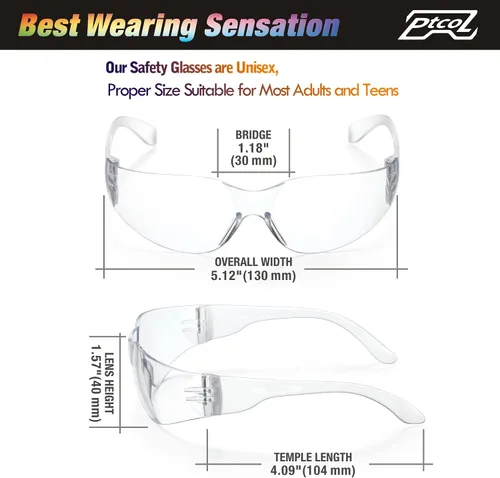 Vista 5 de Paquete de 3 Gafas de Seguridad a Granel con Lentes Cristalinas Transparentes Unisex Antirayones Gafas Protectoras Resistentes a Impactos