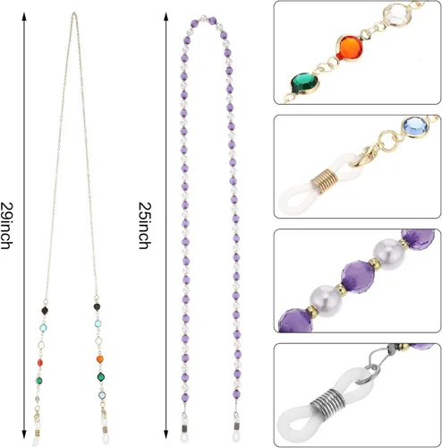Vista 3 de Frienda 8 cadenas de lentes de sol con cuentas para correa de gafas de sol elegante cadena de retención de gafas 8 estilos