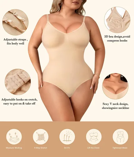 Vista 3 de Irisnaya Body adelgazante para mujer, moldeador de abdomen, tirantes delgados, camisola, leotardos, bodycon