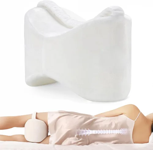 Vista 8 de Almohada de rodilla y pierna para dormir de lado, almohada de pierna para dormir de lado con correa, 100% espuma viscoelástica, cojín espaciador