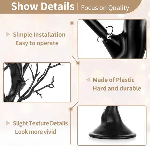 Vista 4 de NUPTIO Árbol Artificial Negro de Halloween: 22.8 pulgadas de Alto Exhibidor de Ornamentos Navideños Árboles Falsos Manzanita Ramas Decorativas