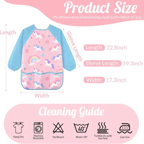 Vista 3 de Delantal de pintura para niños con nombre personalizado para niños, impermeable, manga larga para artista, bata de arte personalizada