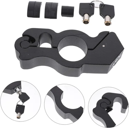 Vista 9 de Cerradura de seguridad para motocicleta, 1 juego de cerradura de bocina, cerradura de acelerador, cerradura de manillar de motocicleta, accesorios