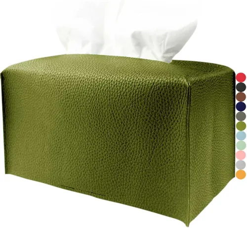 Vista 14 de Cubierta de Caja de Paños Grande Rectangular – Soporte de Caja de Paños Rectangular de Tamaño Plus con Cinturón Inferior [JESMINI, Negro] Soporte