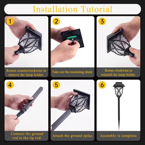 Vista 3 de Solar Pathway Lights Outdoor, 6 Pack, RGB Color Changing, IP65 Waterproof & Weather Resistant, Garden Lights for Yard, Patio, Walkway, Landscape