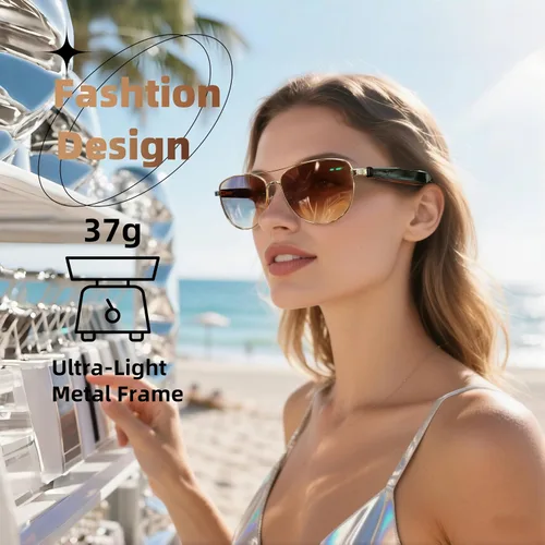Vista 2 de HJX GT-32 - Lentes de sol inteligentes para hombres/mujeres con interruptor de encendido/apagado automático y Bluetooth 5.4, lentes polarizados