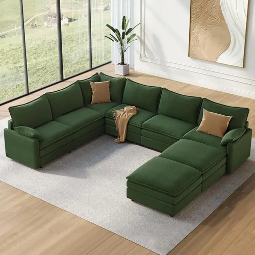 Vista 100 de Vesgantti Sofá modular de 108 pulgadas, cómodo sofá de nube con asiento profundo otomano movible, sofá modular en forma de L, sofás seccionales