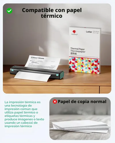 Vista 5 de Phomemo Impresoras portátiles inalámbricas para viajes, M08F impresora térmica Bluetooth compatible con papel tamaño carta de EE.UU. de 8.5"x11