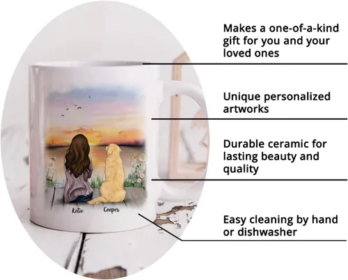 Vista 5 de Gossby Taza personalizada – Taza personalizada para perro, taza para mamá, taza para amantes de los perros, taza para mascotas, taza de café