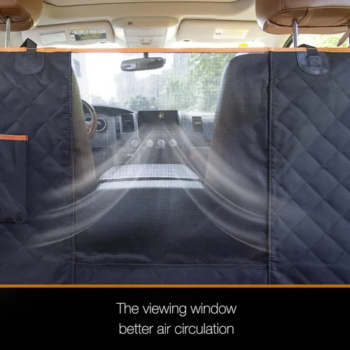 Vista 4 de Funda de asiento de perro para camiones con ventana de malla, hamaca 100% impermeable para asiento trasero de camión, lavable a máquina, funda