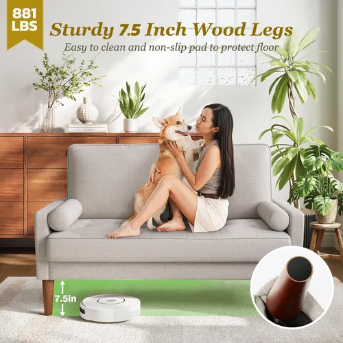 Vista 5 de Vesgantti Sofá de dos plazas con patas de madera maciza, sofás pequeños de 48 pulgadas para espacios pequeños, asiento de dos plazas para sala