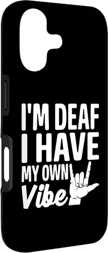 Vista 3 de Funda para iPhone 17 con texto en inglés «Sordo» con texto en inglés «Sordo» con texto «I'm Deaf. I Have My Own Vibe»