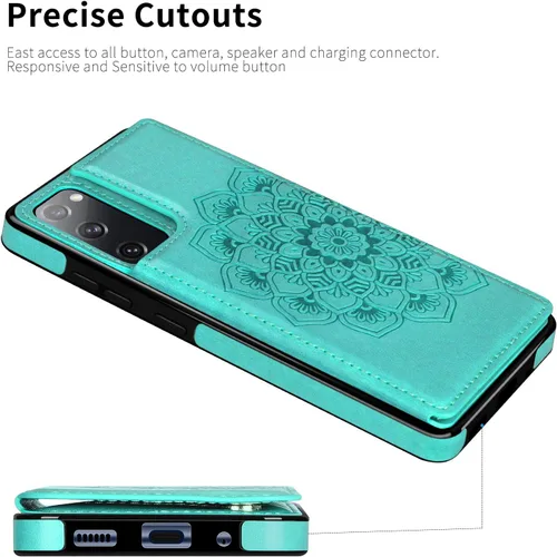 Vista 5 de COOYA Funda para Samsung Galaxy S20 FE 5G - Funda tipo cartera con tarjetero, piel sintética de alta calidad, cierre magnético, funda protectora