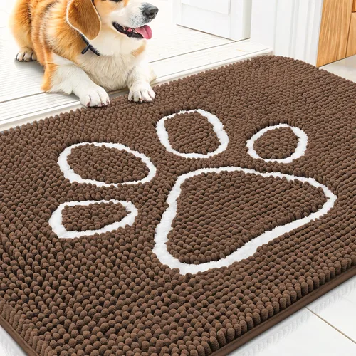 Vista 97 de Smiry Tapete para puerta de perro para patas fangosas, absorbente y Gris y negro