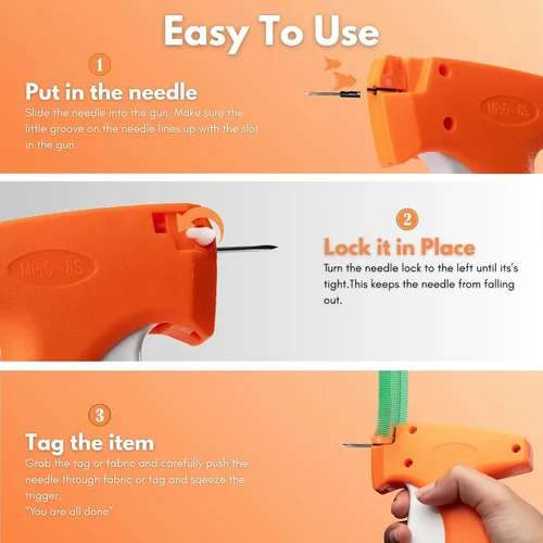 Vista 5 de Sessa Clothes Tag Gun with Fastneres – Mini Tagging Gun for Clothes, Fabric, Upholstery & DIY Crafts – Includes Extra 5 Needles & Pack of Fasteners