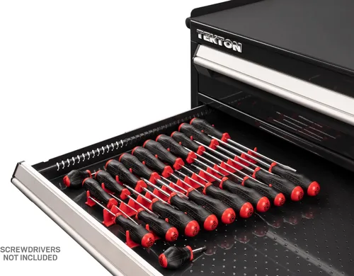 Vista 3 de TEKTON Rieles de destornillador de 20 herramientas (rojo) ODR12101 Fabricado en Estados Unidos
