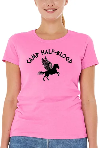 Vista 2 de shop4ever Camiseta Camp Half Blood Demigods para mujer Rosa (Azalea Pink)
