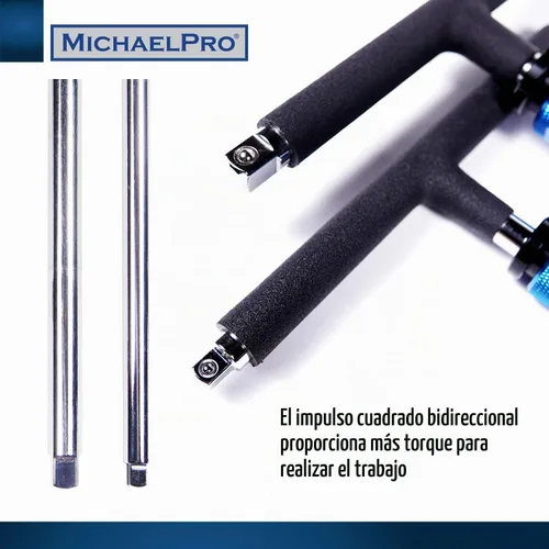 Vista 3 de MichaelPro - Juego de llaves de mango en T ajustables para accionamiento de 1/4 y 3/8 pulgadas, llave de mango en T de velocidad con diseño
