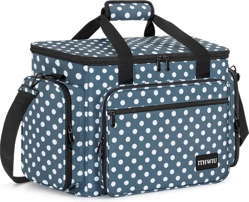 Vista 16 de Estuche de transporte para máquina de coser con múltiples bolsillos de almacenamiento para accesorios, bolsa universal de almacenamiento compatible