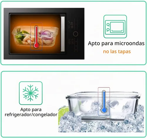 Vista 5 de C CREST Paquete de 5 recipientes de vidrio con 3 compartimentos, 34 onzas, recipientes de vidrio divididos para almacenamiento de alimentos