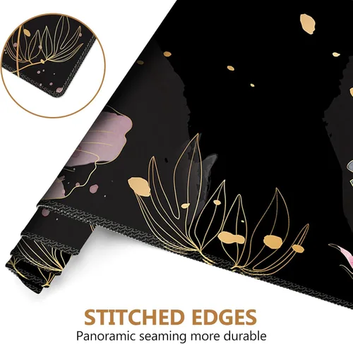 Vista 5 de DINKY Alfombrilla de escritorio con diseño de flor negra, alfombrilla grande para mouse con reposamuñecas, 4 en 1 XXL, reposamuñecas para teclado