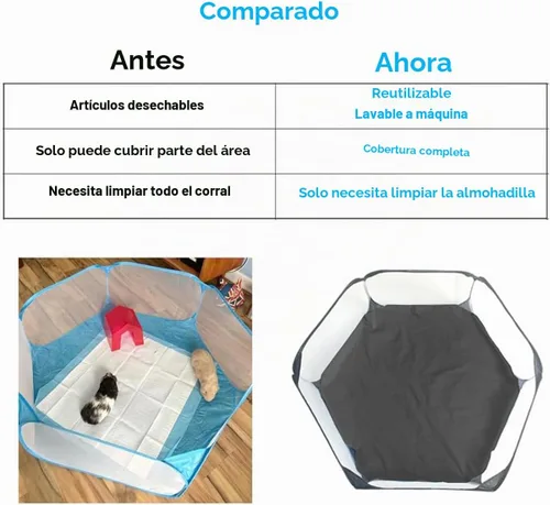 Vista 3 de Amakunft Corralito de animales pequeños 2 en 1 con almohadilla impermeable, patio de juegos portátil desplegable para conejillos de indias, conejos