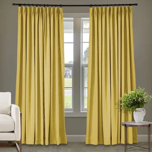 Vista 32 de Frelement Cortinas plisadas de lino de algodón de 100 pulgadas de ancho y 102 pulgadas de largo, cortinas con reducción de ruido para sala