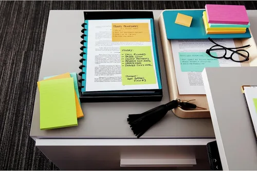 Vista 4 de 3M 6555UC Post-it Notes, 3 x 5, 100 hojas/bloc, colores Jaipur, 5 blocs por paquete