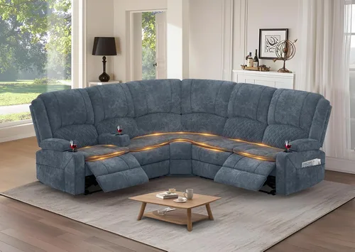 Vista 15 de Yolsali Sofá reclinable, sofá reclinable manual de 3 plazas con cojín de 2 niveles, sofás reclinables para sala de estar con consola removible