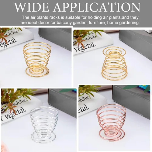 Vista 5 de Paquete de 6 soportes para plantas de aire, estantes de alambre de metal para plantas, contenedor Tillandsia para plantas de aire, decoración