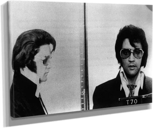 Vista 6 de Elvis Presley Police Mugshot - Lienzo decorativo enmarcado hecho a mano, varios tamaños (3 piezas, mediano)