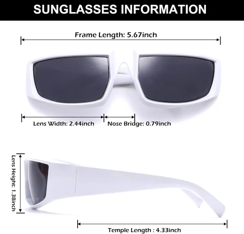 Vista 4 de GUVIVI Gafas de sol envolventes de moda para mujeres y hombres, gafas de sol rectangulares futuristas gruesas y gruesas