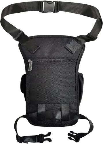 Vista 3 de Bolsa de nailon para la pierna, bolsa de muslo Riñonera táctica para hombro, Negro -, M