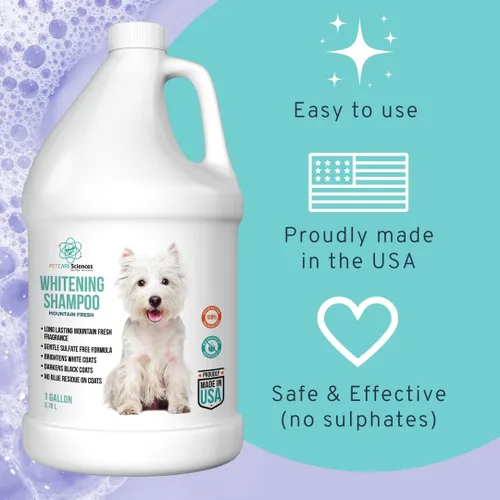 Vista 6 de Champú blanqueador para perros de 1 galón – Champú para perros blancos – Champú para cachorros para abrigos blancos – Blanqueador de pelo y piel