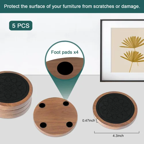 Vista 6 de Posavasos de madera para bebidas, Minacun conjuntos de posavasos absorbentes de 5, posavasos para bebidas para protección de mesa de café