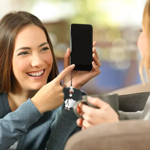 Vista 9 de Hemobllo Correa para teléfono celular - Colgante móvil con dije de la suerte, decoración de cordón celular para llavero móvil