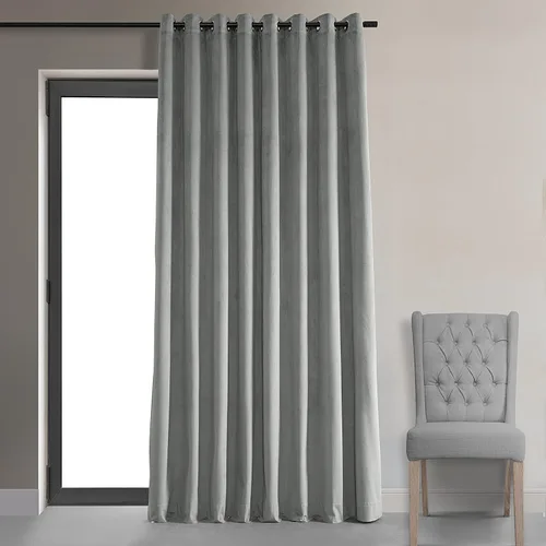 Vista 2 de HPD Half Price Drapes Cortinas opacas de terciopelo extra anchas con ojales, de 84 pulgadas de largo, bloqueo de calor y luz completa, para Gris