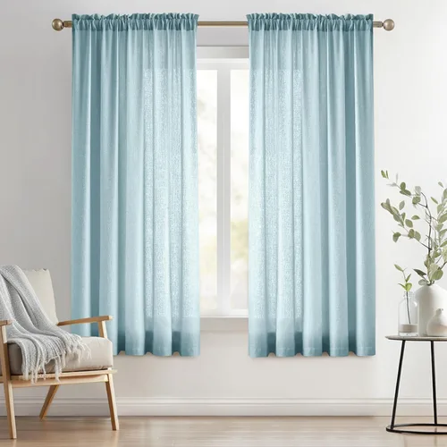 Vista 34 de Melodieux Cortinas de Niveles Semitraslúcidas Negras de 24 Pulgadas de Largo para Cocina, Cafetería, Dormitorio, Ventanas Pequeñas, Aspecto de Lino