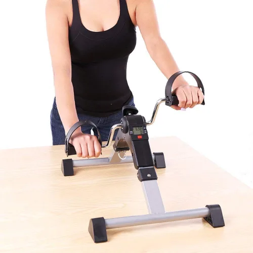 Vista 2 de Bicicleta estática plegable para debajo del escritorio, ejercitador de pedal de brazo y pierna portátil