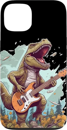 Vista 7 de Funda para iPhone 16 Cool Tyrannosaurus Rex con bajo para amantes de los dinosaurios