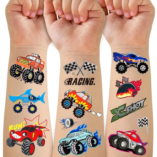 Vista 12 de 52 hojas de tatuajes temporales para niños, manga completa, dinosaurio, unicornio, tiburón, delfines, elefante, animal, cara, tatuajes falsos