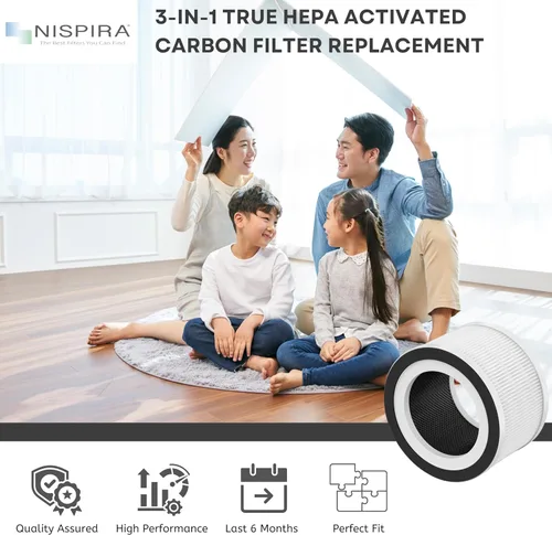 Vista 2 de Nispira Filtro HEPA 3 en 1 + carbono compatible con AFLOIA FILLO, HALO, MOOKA Allo purificador de aire, Honati, Miroco, Vanaheim y Saki, 1 paquete